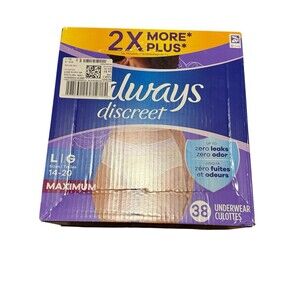 Always Discreet Incontinence Underwear for Women Maximum Absorb, Large 38 Count